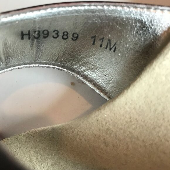 Ros Hommerson Brown Leather & Gold Wedge Slide Sandals Womens 11M - Picture 6 of 10